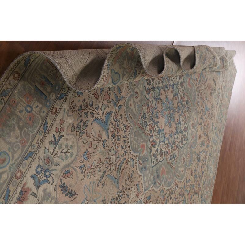 Hand Knotted Oriental 100% Wool Carpet Traditional Floral Pink Tabriz Area Rug - 12' 6'' X 9' 6''