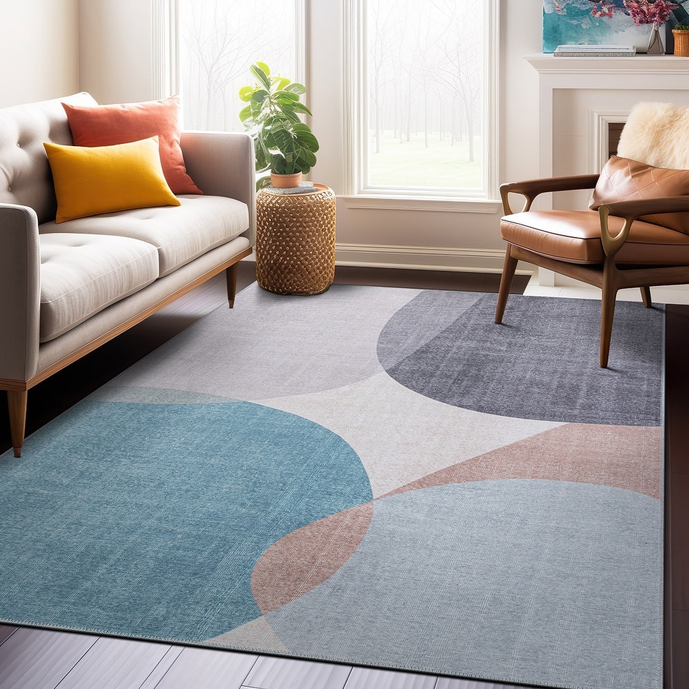 Contemporary Geometric Machine Washable Area Rug