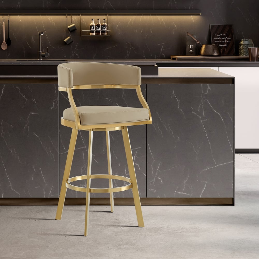Saturn Modern Swivel Bar Stool, Upholstered Counter Chair with Metal Frame