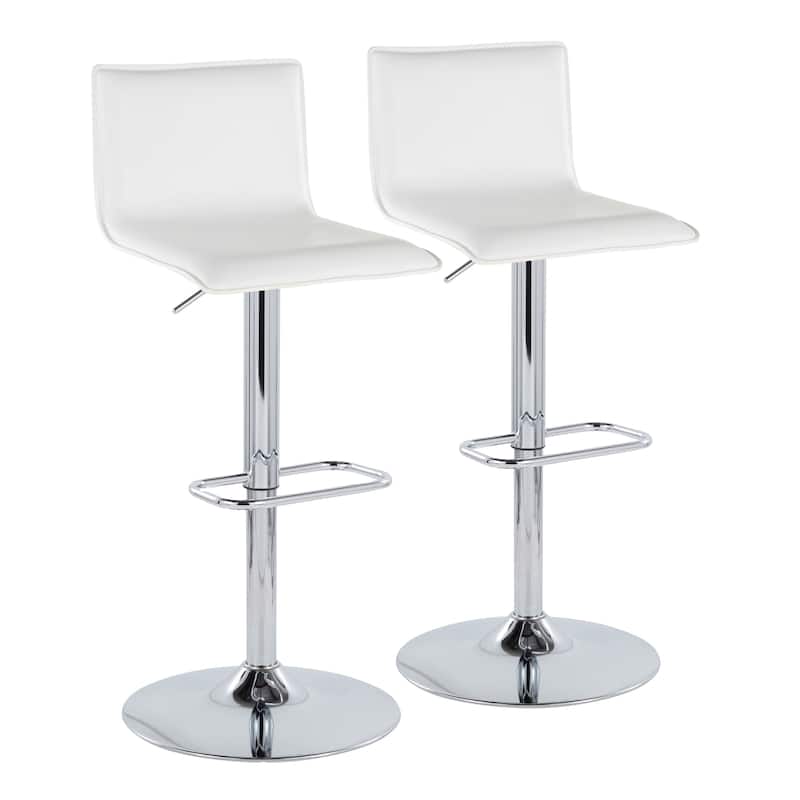 Porch & Den Mara Upholstered Adjustable Bar Stool with Rounded Rectangle Footrest (Set of 2)