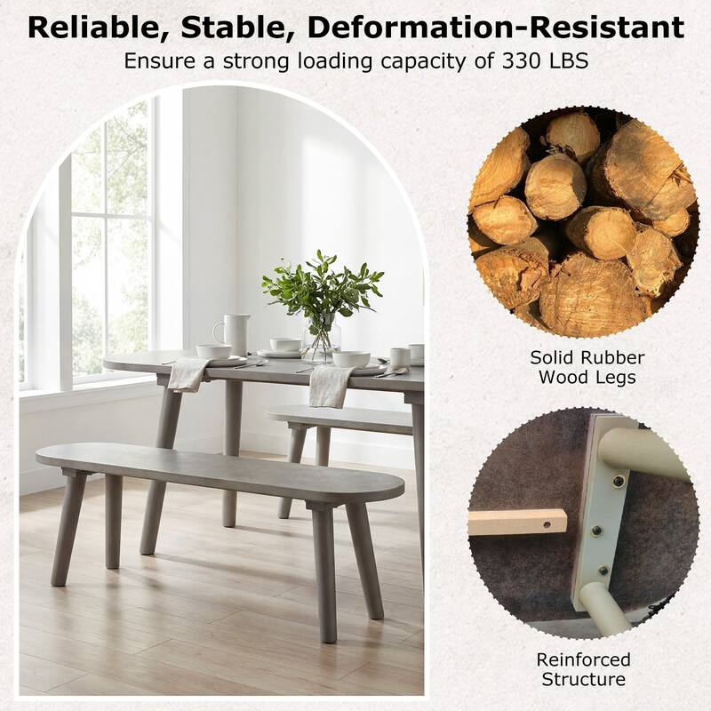 Gymax 43'' Solid Wood Farmhouse Dining Bench Set of 2 w/Rubber Wood