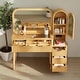 preview thumbnail 2 of 5, 48 Inch Fluted Makeup Vanity Desk with Mirror, Glass Top, Charging Station, 4 Drawers and Cabinet