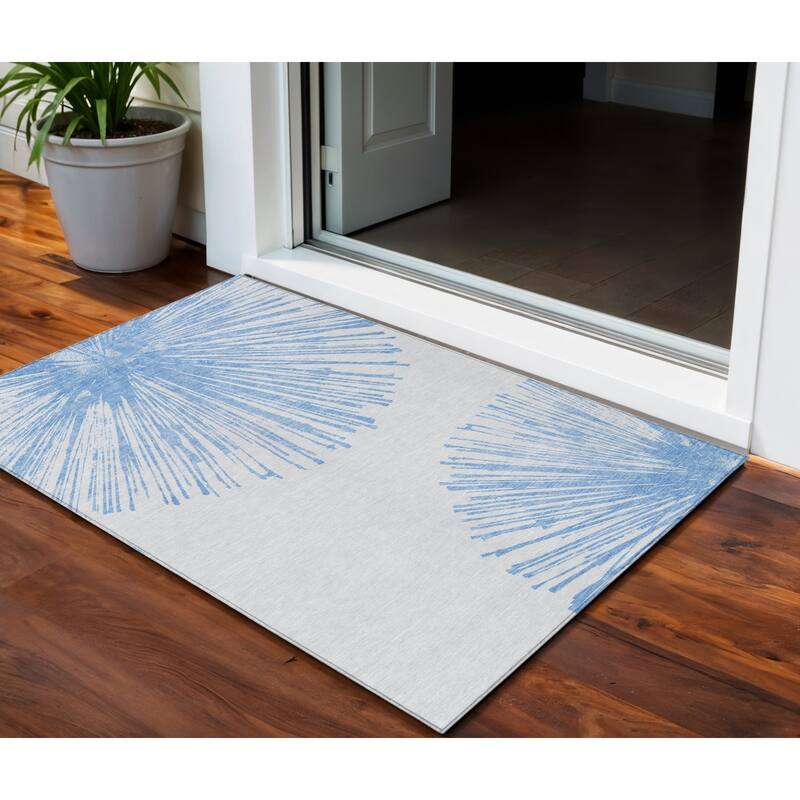 HomeRoots Abstract Transitional Rectangle Outdoor Rug - 3' x 5'