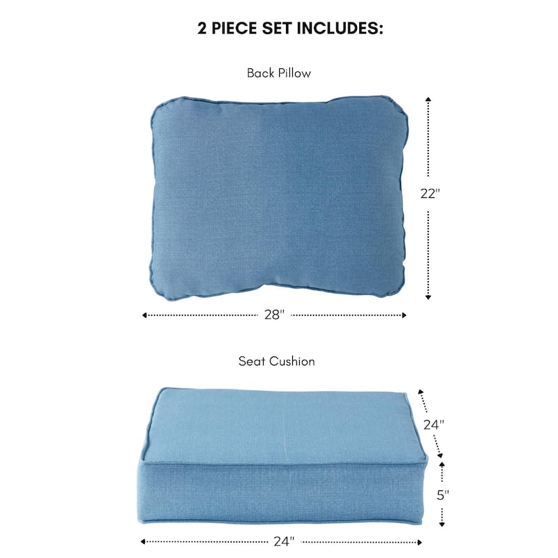 Outdoor 2-Piece Premium Deep Seat Cushion Set (Cushions Only)