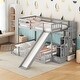 preview thumbnail 3 of 9, Twin Over Full Bunk Bed with Slide, Storage Staircase, Pine Solid Wooden Bunk Bed with Safety Guardrails