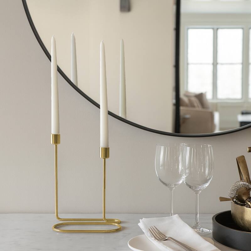 Metal Double Swirl Two Taper Candle Holder - Gold, 8 in. - Gold/ Metallic - 8.0"