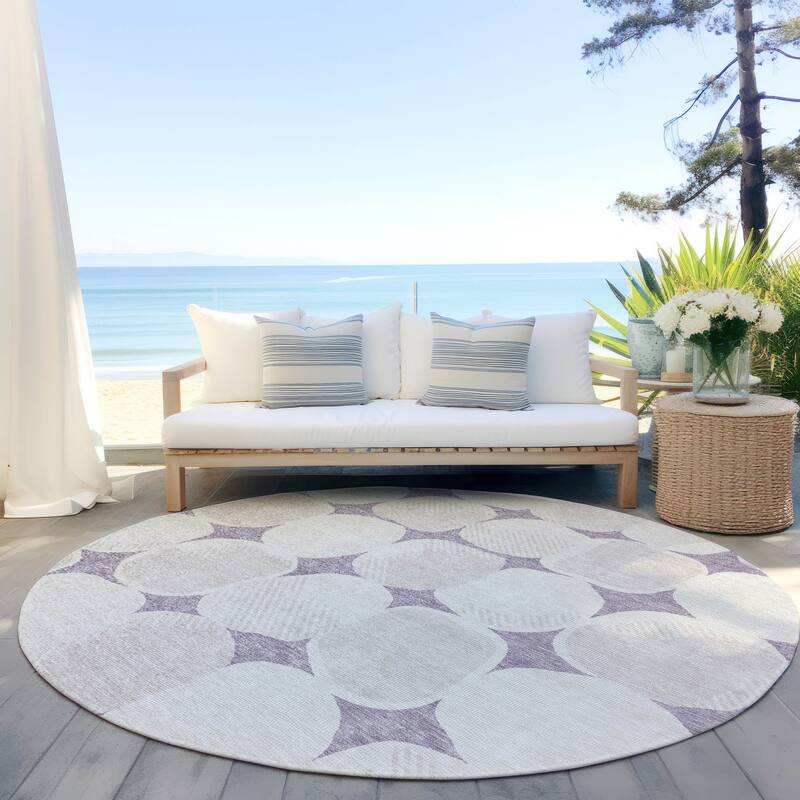 Machine Washable Indoor/ Outdoor Chantille Puffy Modern Rug - Lavender - 8' x 8'