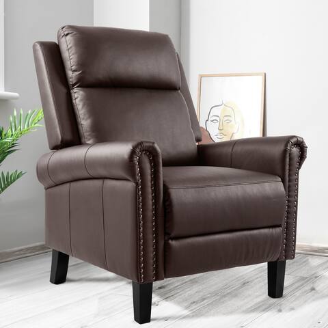 Modern Recliner Massage Sofa PU Fabric Reclining Chair Brown Home Theater Seating