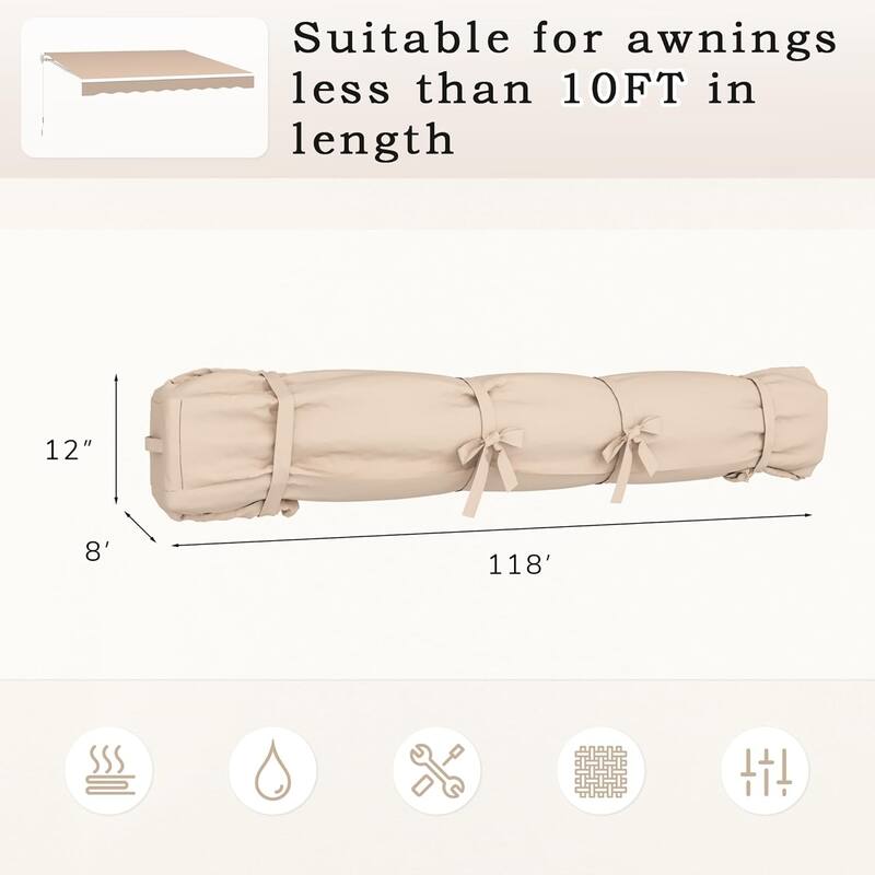AECOJOY Manual Retractable Patio Awning Outdoor Sunshade Shelter (Cover Only)