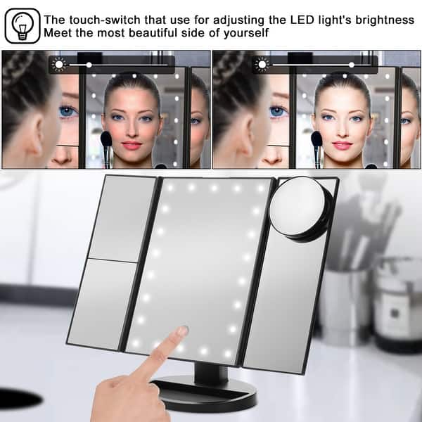 Fitnate 22 Leds Vanity Mirror Hollywood Makeup Mirror 10x 3x 2x 1x Magnified 180 Rotatable Touch Light Up Battery Usb P M On Sale Overstock 32047830 Wonstart hollywood makeup vanity mirror with lights kit lighted makeup dressing table vanity set mirrors with dimmer tabletop or wall mounted. overstock com