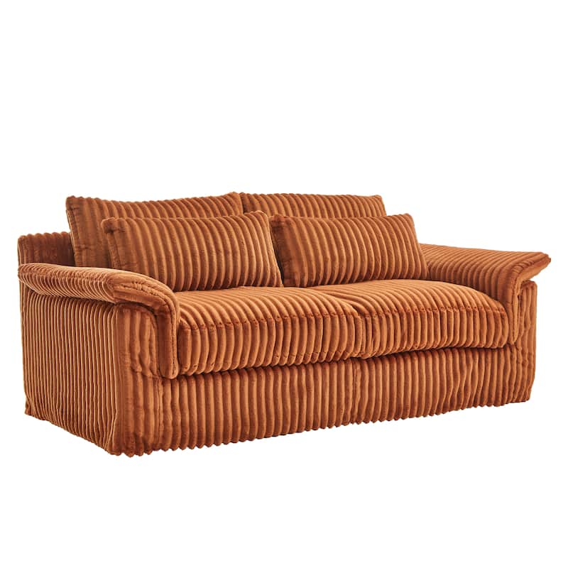 Modern Corduroy Loveseat Sofa Deep Seat Cloud Couches with Pillow Top Arms, Removable and Washable Cushion Covers