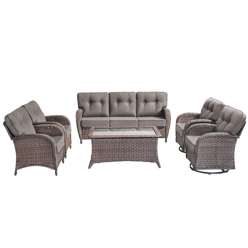 6 Pieces Pocassy Sofa Chairs Table with Swivel Chairs