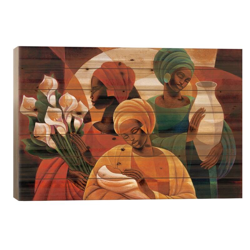 Caress Print On Wood by Keith Mallett - Multi-Color - 26x40x1.5