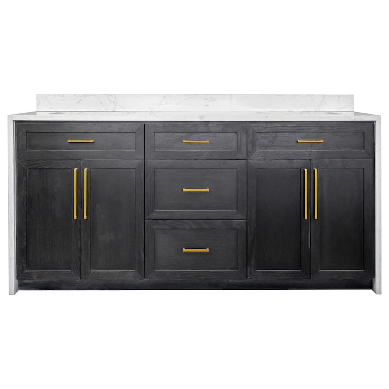 KitchenBathCollection Palisade 72" Double Waterfall Vanity with Engineered Marble Top