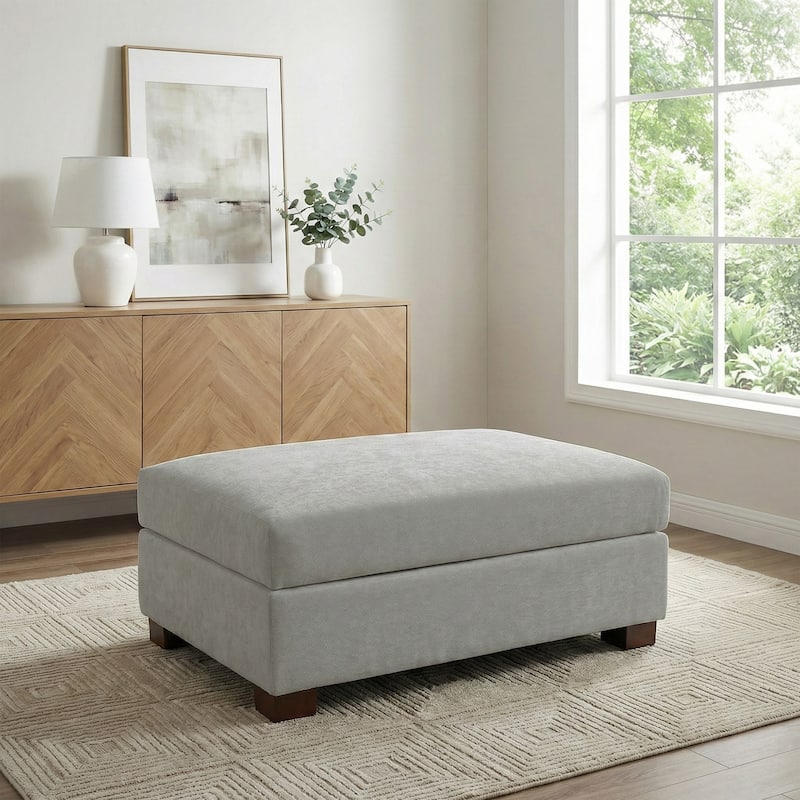 41" W Modern Rectangle Chenille Ottoman - Grey