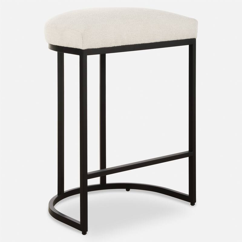 Gyn Counter Height Stool, White Performance Fabric, Black Cantilever Base