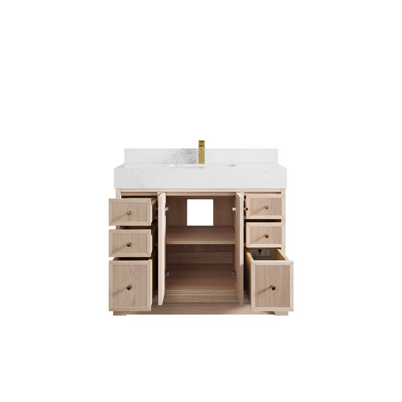 Willow Collections 42 in. W x 22 in. D Manhattan Oak Wood Single Sink Bathroom Vanity with Countertop