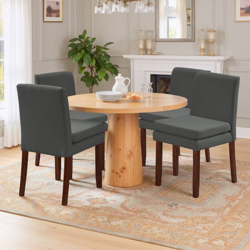 Upholstered Dining Chairs, Modern Dining Room Chairs Set of 2 with Thick Padded Cushion Seat, Linen Fabric Kitchen Dining Chairs