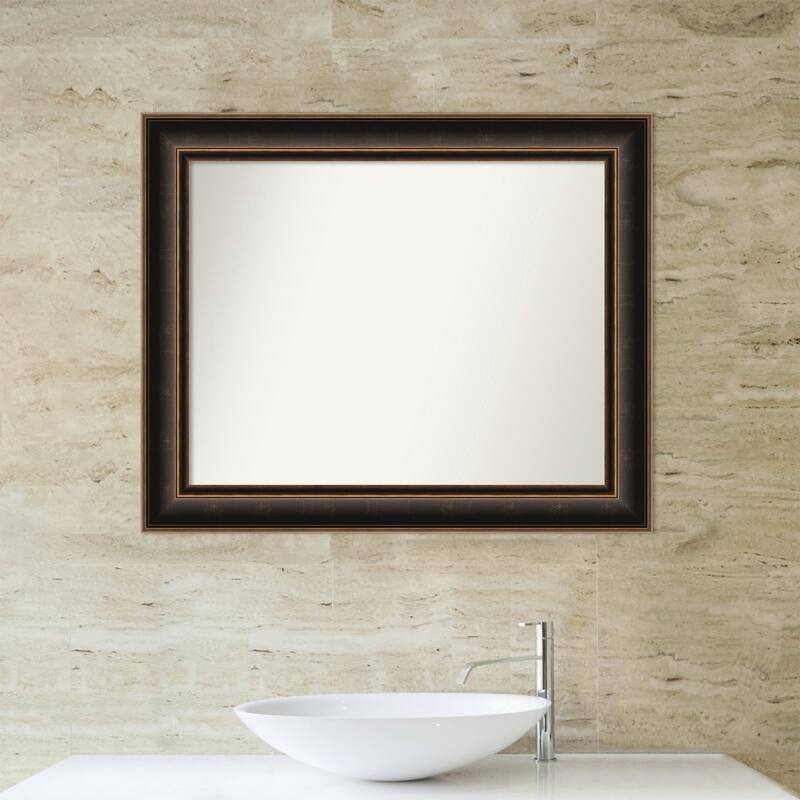 Villa Oil Rubbed Bronze Non-Beveled Wood Framed Bathroom Vanity Wall Mirror - Villa Oil Rubbed Bronze