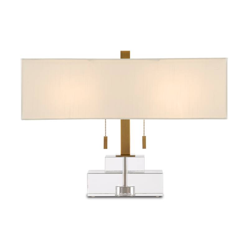 Currey & Company Chiara Table Lamp - 14.5"h x 7"w x 20"d - 14.5"h x 7"w x 20"d - Clear/Antique Brass