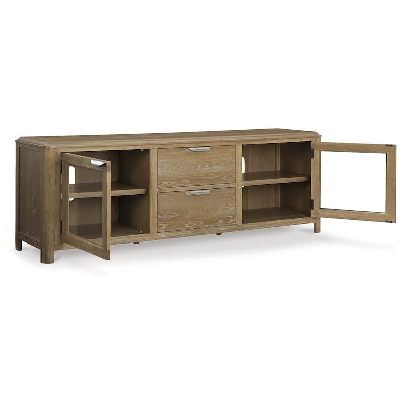 Signature Design by Ashley Rencott Light Brown 80" TV Stand for TVs up to 92" - 79.63" W x 20" D x 28" H