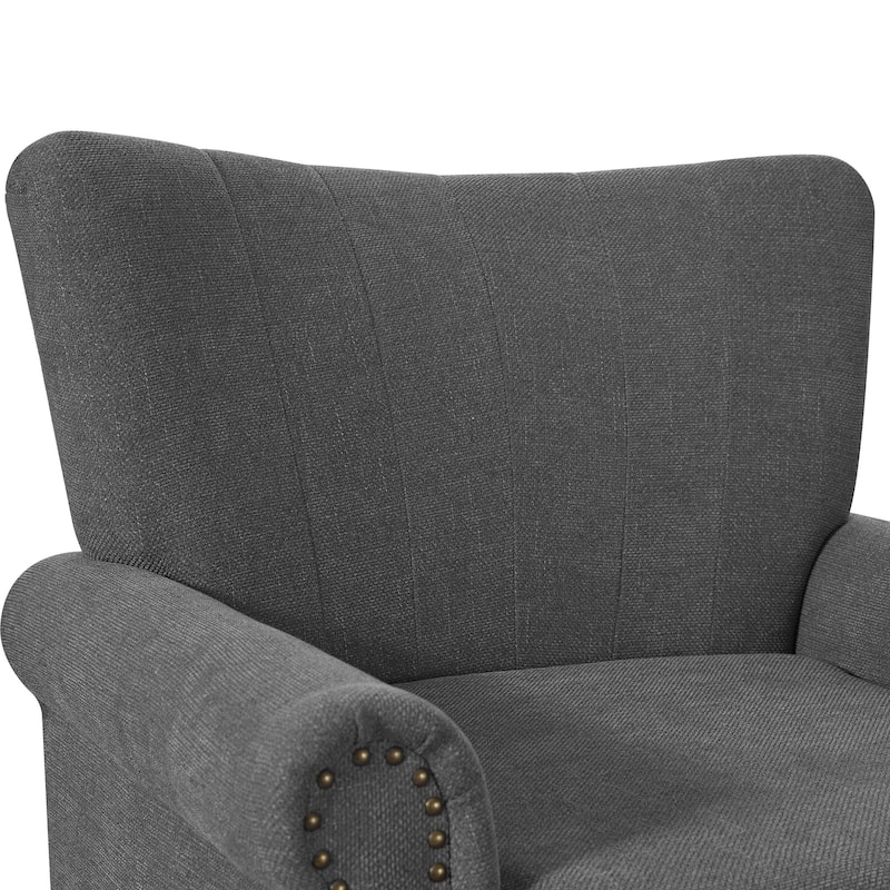COZYMAN Modern Armchair Solid Wood Upholstered Fabric/Faux Leather Set of 2 Accent Chairs for Living Room