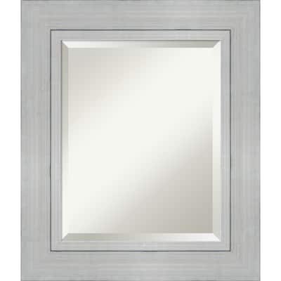Beveled Wood Wall Mirror - Romano Silver Frame - Outer Size: 23 x 27 in