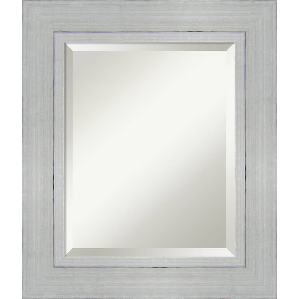 Beveled Wood Wall Mirror - Romano Silver Frame - Outer Size: 23 x 27 in
