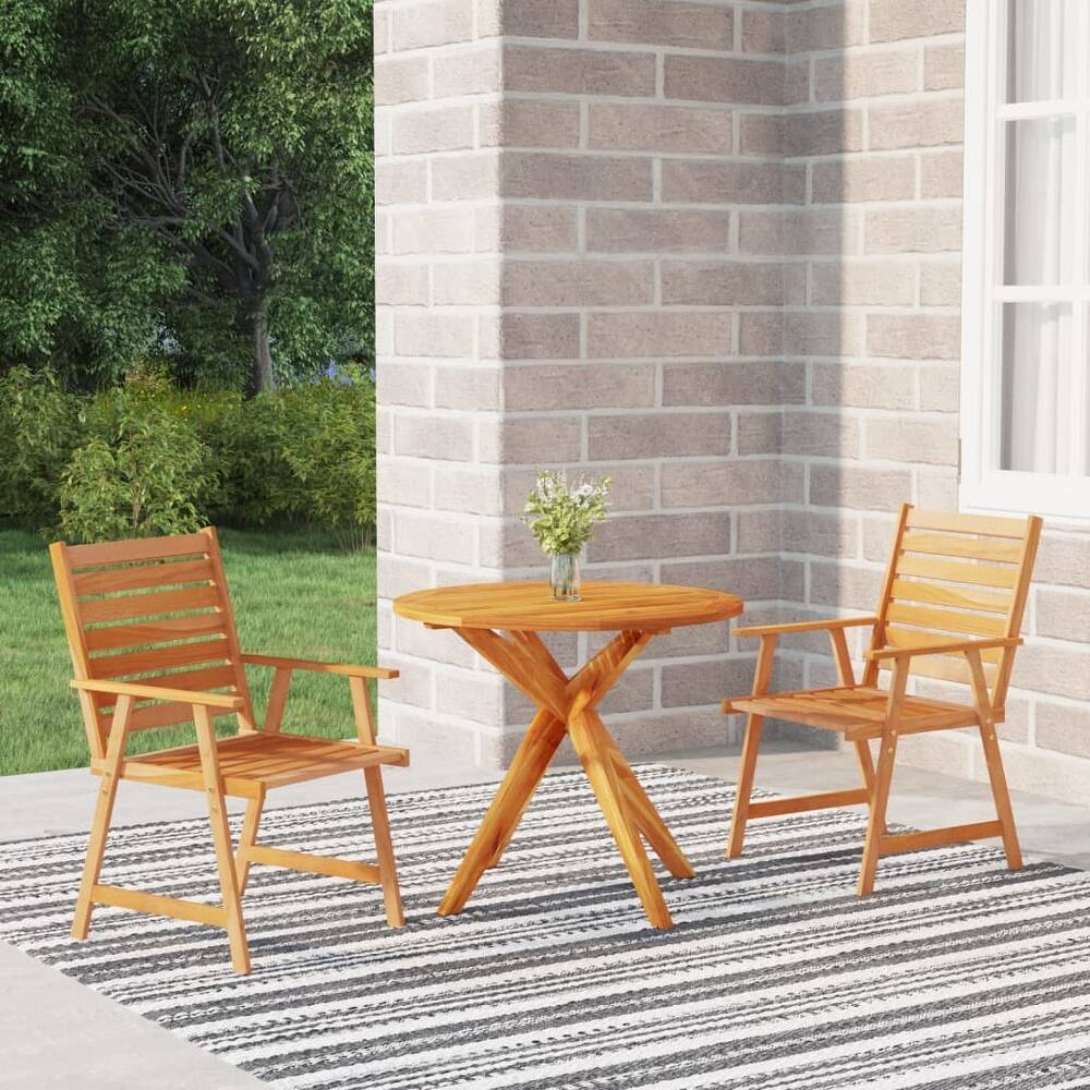 vidaXL Bistro Set Patio Table and Chairs Conversational Set Solid Acacia Wood - 27.6" x 27.6" x 24"