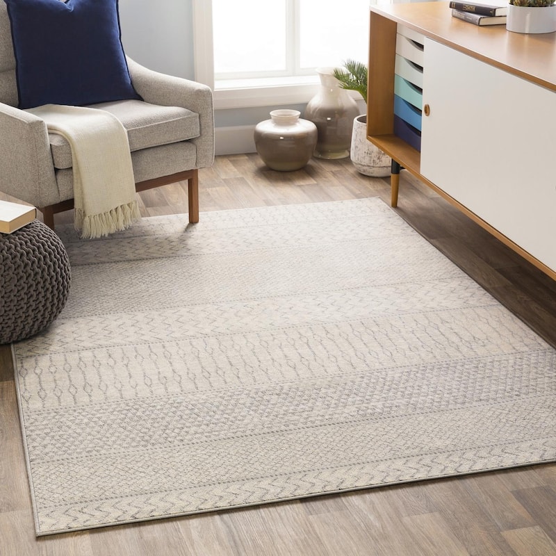 Livabliss Monaco Moroccan Tribal Area Rug - Silver/Grey - 4' 3" x 5' 11"