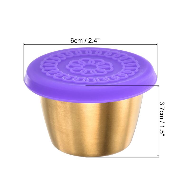 2pcs Stainless Steel Dressing Container 2.4oz Reusable Sauce Cups - Purple