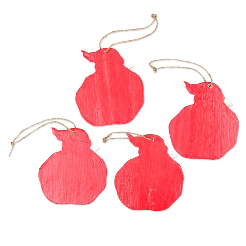 Novica Handmade Happy Santas Wood Holiday Ornaments (Set Of 4)