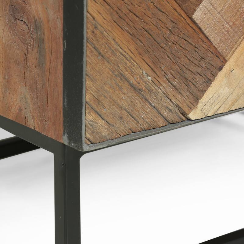 17.5" Wood Nightstand with 1 Cabinet and Mental Frame