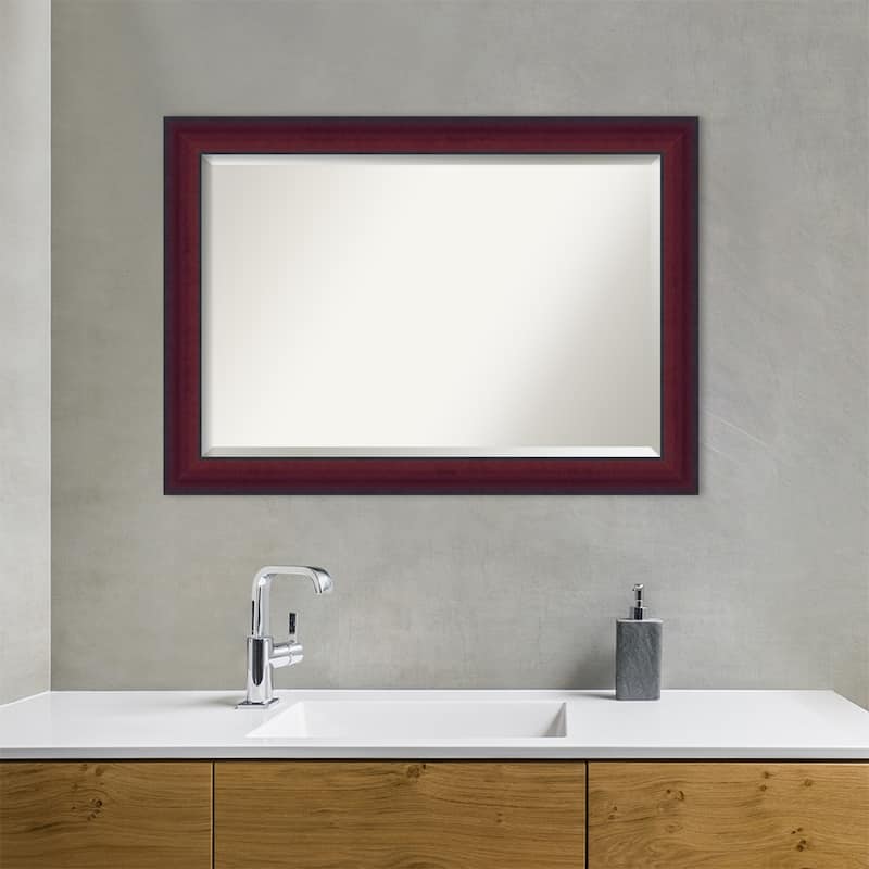 Canterbury Cherry Beveled Wood Framed Bathroom Vanity Wall Mirror - Canterbury Cherry
