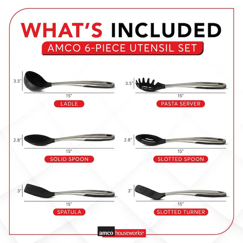 Amco 6 Piece Nylon Utensil Set - 15.74" H