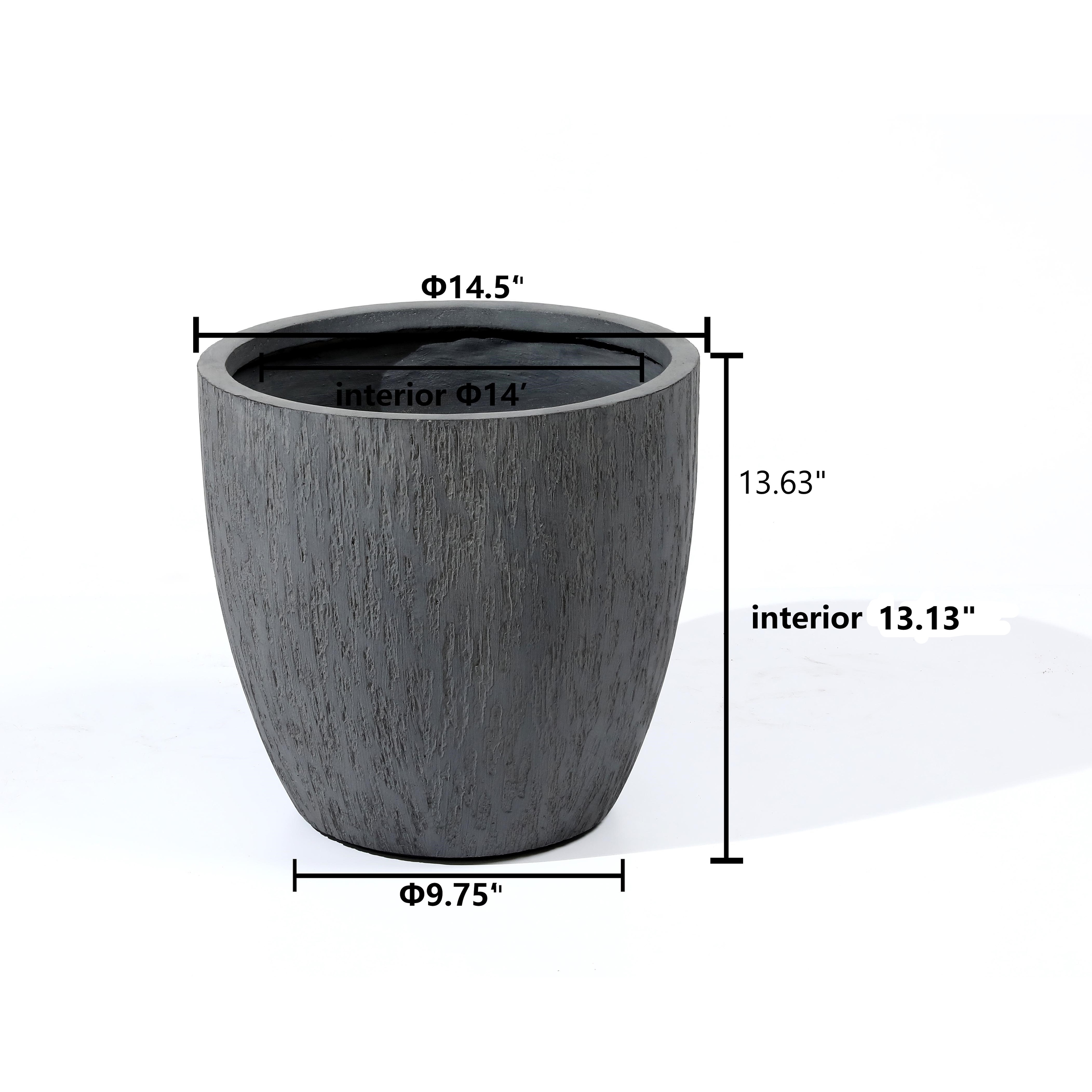Grey MgO Round Indoor / Outdoor Planter