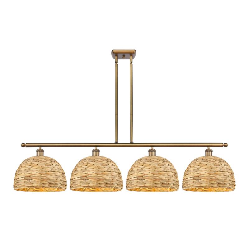 Innovations Lighting 516-4I-12-50 Woven Rattan Linear Woven Rattan 4 - Brushed Brass / Natural