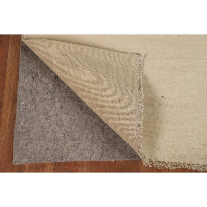 Modern Solid Gabbeh Foyer Rug Hand-Knotted Wool Carpet - 3'1"x 4'10"