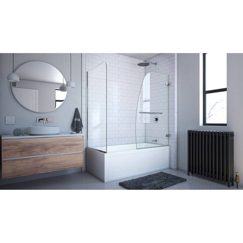 DreamLine Aqua Uno 56-60 in. W x 30 in. D x 58 in. H Frameless Hinged Tub Door with Return Panel