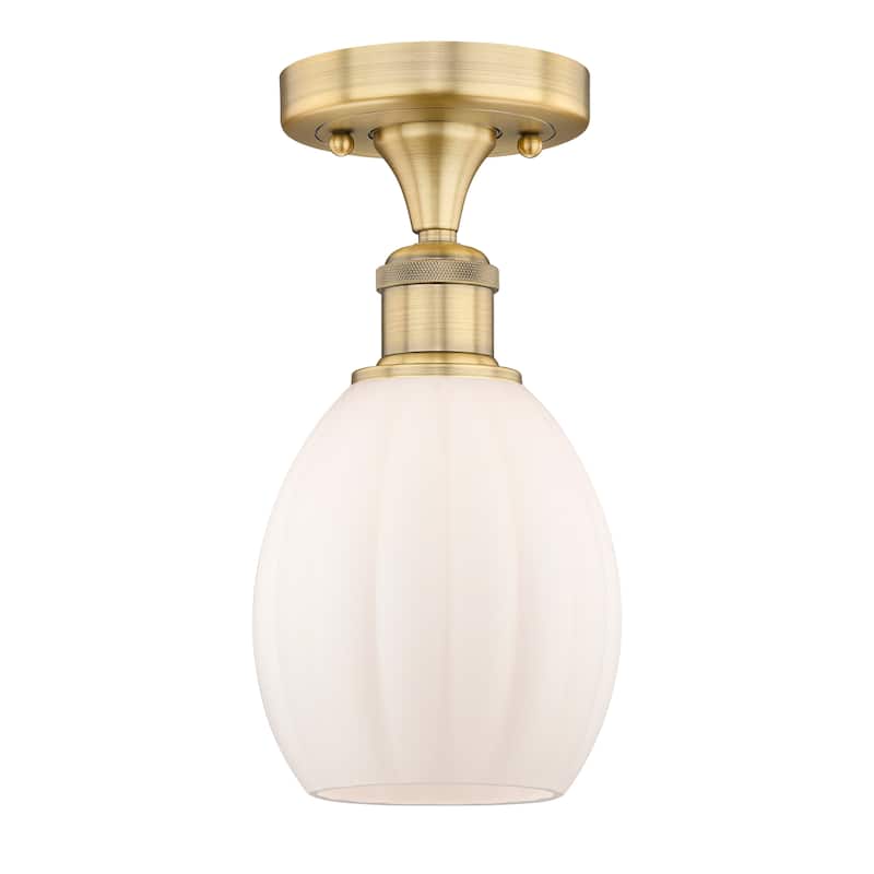Innovations Lighting Eaton - 1 Light 6" Semi-Flush Mount - Brushed Brass/Matte White
