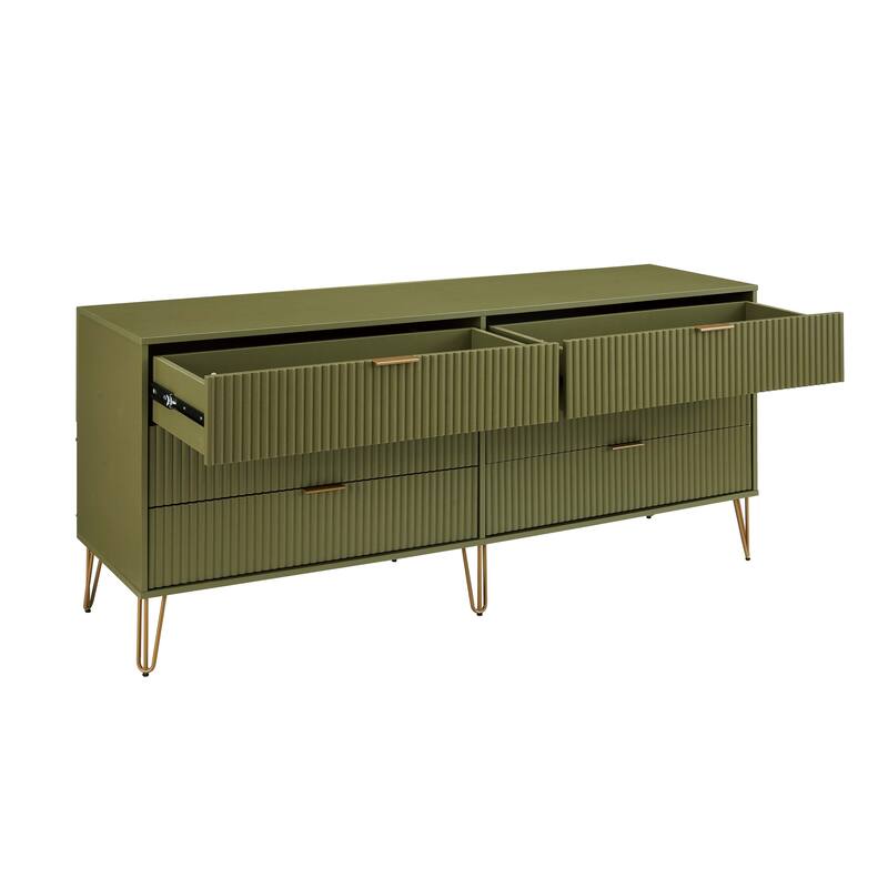 Manhattan Comfort Dumbo Modern 6-Drawer Double Low Dresser.