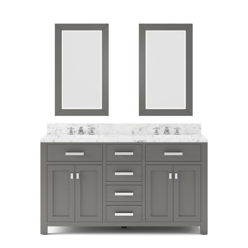 Water Creation Madison 60-inch Cashmere Grey Double Sink Bathroom Vanity