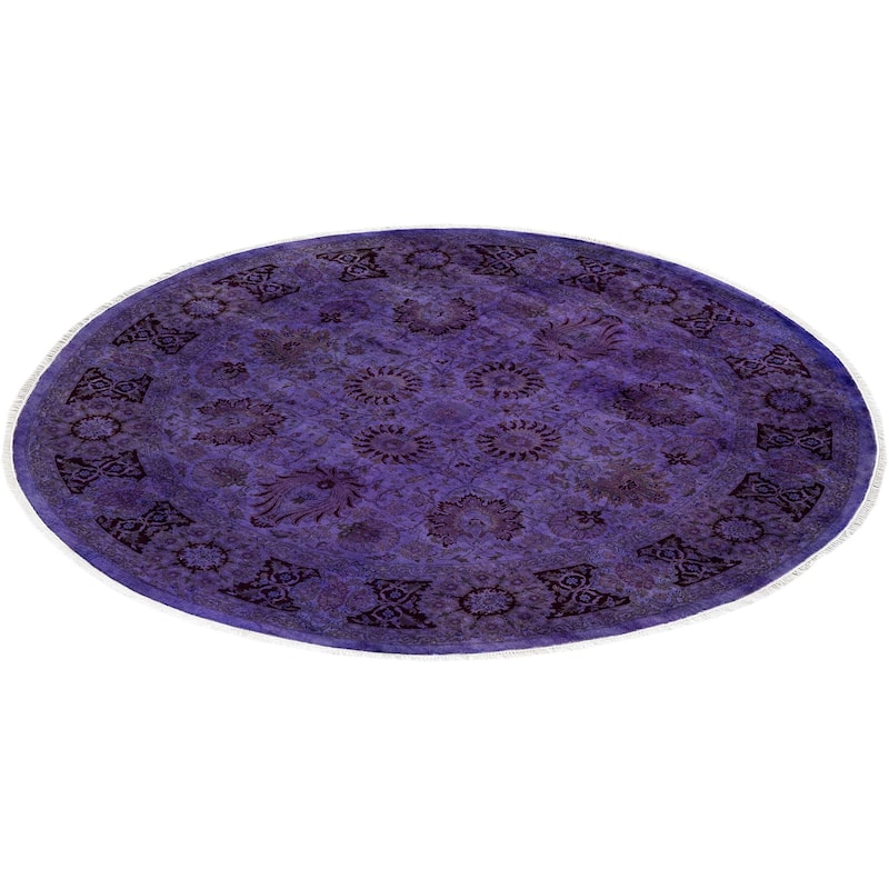 Fine Vibrance, One-of-a-Kind Hand-Knotted Area Rug - Purple, 6' 1" x 6' 1" - 6' 1" x 6' 1"