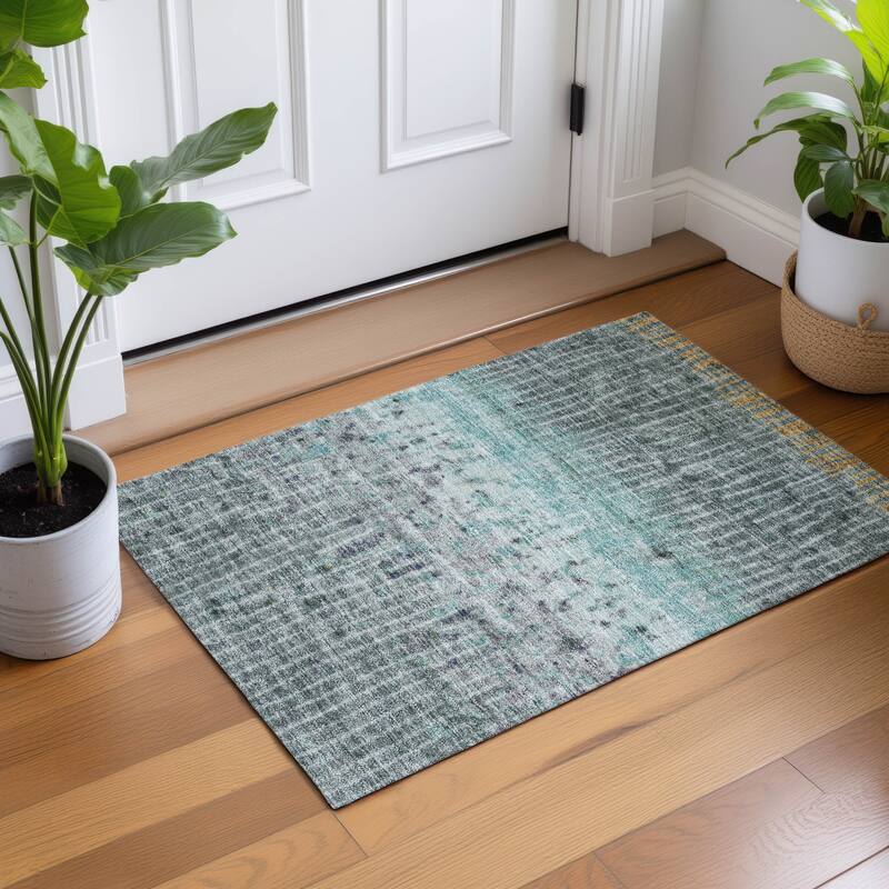 Machine Washable Indoor/ Outdoor Boho Modern Chantille Rug