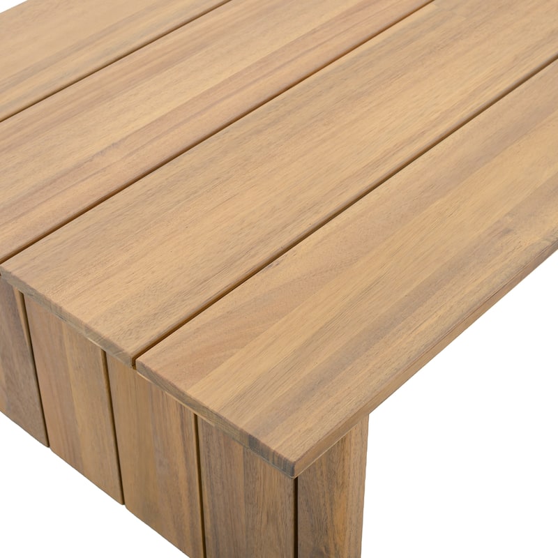 SAFAVIEH Outdoor Patio Furniture Kento Solid Wood Slatted Coffee Table - 47"W x 24"D x 15"H
