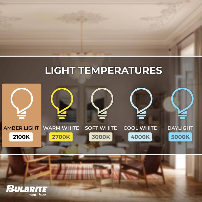 Bulbrite Fiesta Pack of (4) 4 Watt Dimmable F15 LED Filament Light Bulb with Amber Glass Finish and Medium (E26) Base