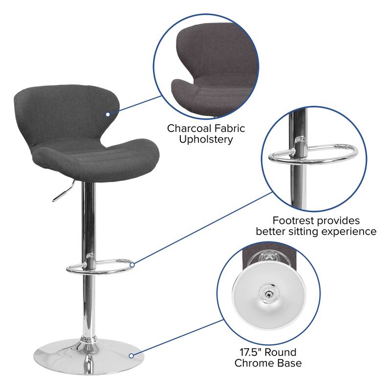 Modern Low-back Height-adjustable Chrome/Vinyl Barstools (Set of 2)