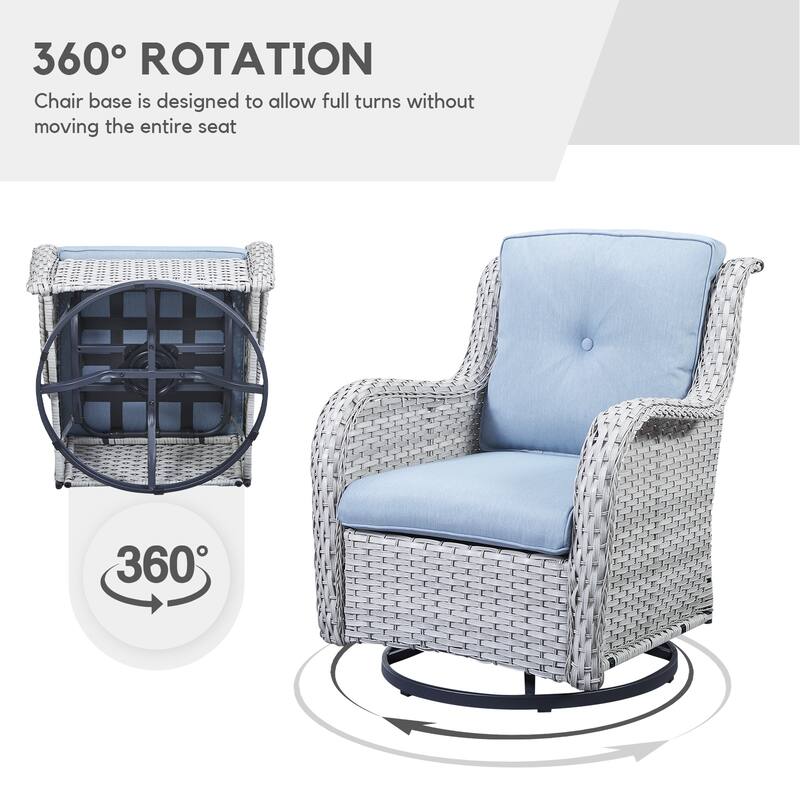 Gymojoy Patio Swivel Rocking Chair Coffee Table Set