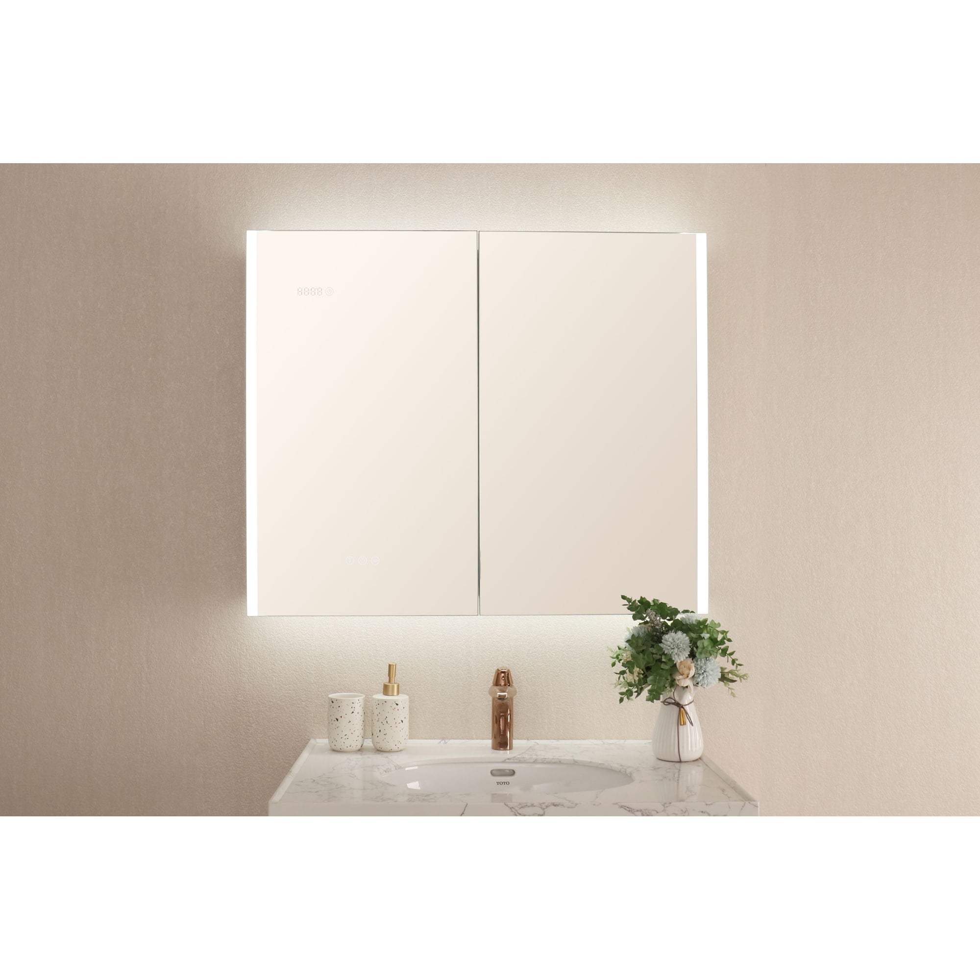 Wall Mounted LED Bathroom with Lights, Waterproof, Double Door