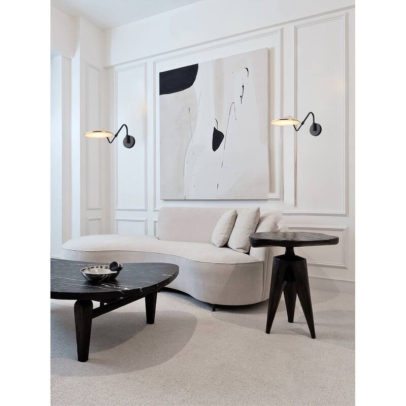 Transitional 1-Light Black And Brass LED Wall Sconce